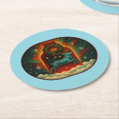 Mystic Winter Stag-Blue BG Runder Pappuntersetzer (Angewinkelt)