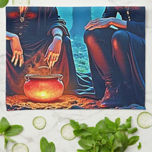 Mystic Witches Cauldron Spellbound Geschirrtuch (Gefaltet)