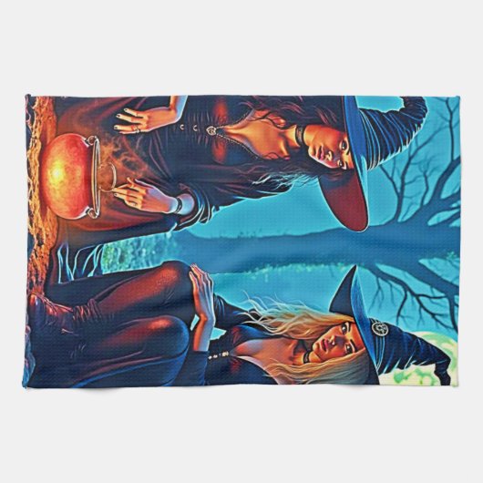 Mystic Witches Cauldron Spellbound Geschirrtuch (Horizontal)