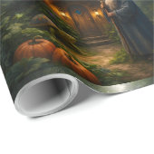 Mystic wizard and glowing pumpkin forest premium m geschenkpapier (Rolleneckpunkt)