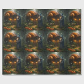 Mystic wizard and glowing pumpkin forest premium m geschenkpapier (Flach)
