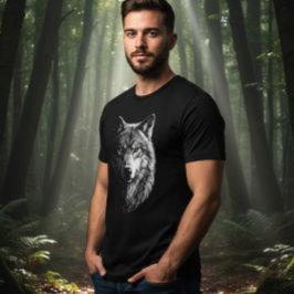 Mystic Wolf Face Heterochromia Eyes Unisex Tee