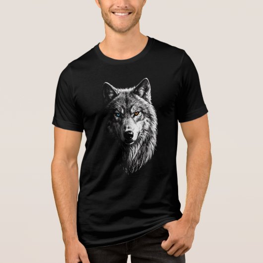 Mystic Wolf Face Heterochromia Eyes Unisex Tee (Vorderseite)