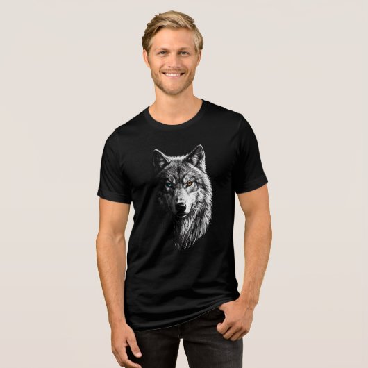 Mystic Wolf Face Heterochromia Eyes Unisex Tee (Vorderseite voll)