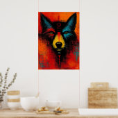 Mystic Wolf Face in Color Fields Expressionist  Poster (Küche)