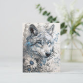 Mystic Wolf Floral Postkarte (Stehend Vorderseite)
