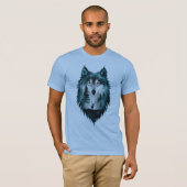Mystic Wolf Forest Double Exposure T-Shirt (Vorne ganz)