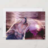 Mystic Wolf Howling auf dem Mond Einladung (Rückseite)