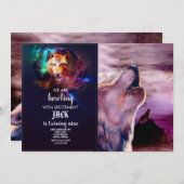Mystic Wolf Howling auf dem Mond Einladung (Vorne/Hinten)