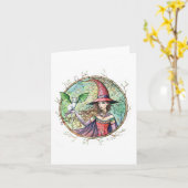 Mystic Wood Halloween Hexenkatze Karte (Gelbe Blume)