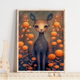 Mystic Woodland Fawn Deer | Hirschwand Poster