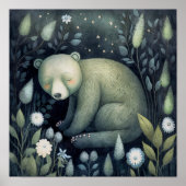 Mystic Woodland Sleepy Bär | Bärenwand Poster (Vorne)