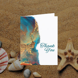 Mystical Abstrakt Aquamarin Coral Gold Vielen Dank Dankeskarte