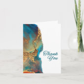 Mystical Abstrakt Aquamarin Coral Gold Vielen Dank Dankeskarte (Vorderseite)