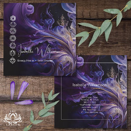 Mystical Amethyst Chakras Reiki Meditation Yoga Quadratische Visitenkarte