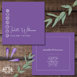 Mystical Amethyst Chakras Reiki Meditation Yoga Quadratische Visitenkarte