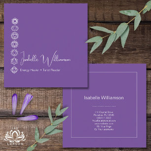 Mystical Amethyst Chakras Reiki Meditation Yoga Quadratische Visitenkarte