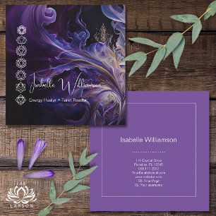 Mystical Amethyst Chakras Reiki Meditation Yoga Quadratische Visitenkarte