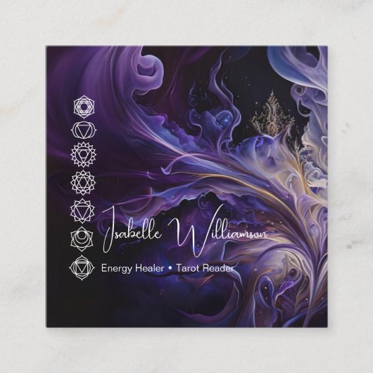 Mystical Amethyst Chakras Reiki Meditation Yoga Quadratische Visitenkarte (Vorderseite)