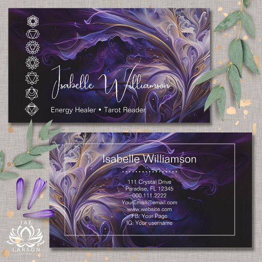 Mystical Amethyst Chakras Reiki Meditation Yoga Visitenkarte