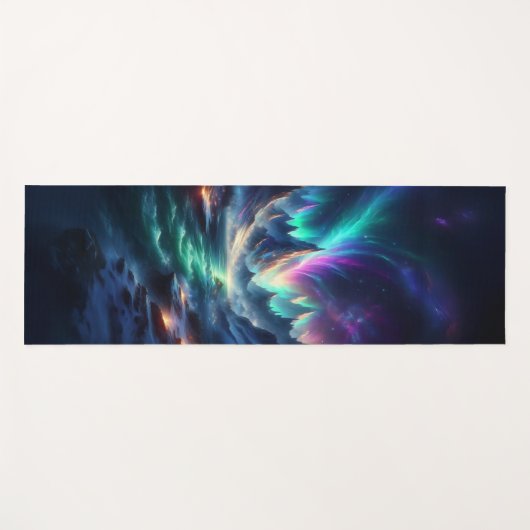 Mystical Aurora Mountain Yoga Mat – Fantasy Nature Yogamatte (Vorderseite (Horizontal))