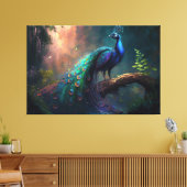 Mystical Beautiful Blue Colorful Peacock in Forest Leinwanddruck (Insitu (Wohnzimmer))