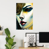 Mystical Beauty Golden Vampire Goddess Poster (Heimbüro)