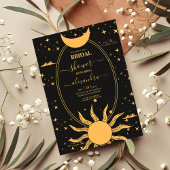 Mystical Black and Gold Sun Moon Bridal Einladung