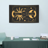 Mystical Black and Gold Sun Moon Wedding Banner (Messeveranstaltung)