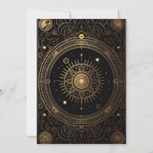 Mystical Black and Gold Tarot Wedding Einladung (Rückseite)