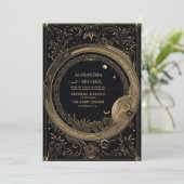 Mystical Black and Gold Tarot Wedding Einladung (Stehend Vorderseite)