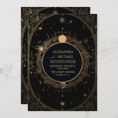 Mystical Black and Gold Tarot Wedding Einladung (Vorne/Hinten)