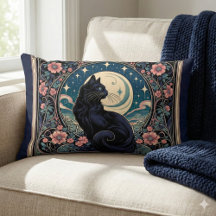 Mystical Black Cat Art Nouveau