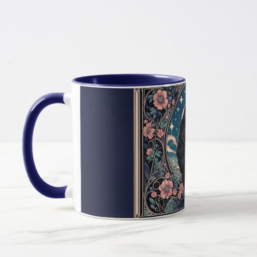 Mystical Black Cat Art Nouveau Tasse (Links)