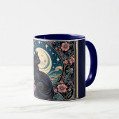 Mystical Black Cat Art Nouveau Tasse (VorderseiteRechts)