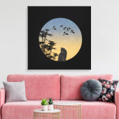 Mystical Black Cat & Bamboo - Japanese Art Leinwanddruck (Insitu (Wohnzimmer))