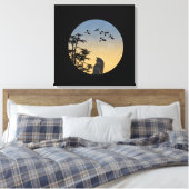 Mystical Black Cat & Bamboo - Japanese Art Leinwanddruck (Insitu (Schlafzimmer))