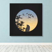 Mystical Black Cat & Bamboo - Japanese Art Leinwanddruck (Insitu (Holzboden))