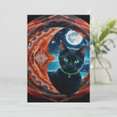 Mystical Black Cat Celestial Mandala Einladung (Stehend Vorderseite)