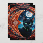 Mystical Black Cat Celestial Mandala Einladung (Vorne/Hinten)