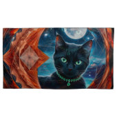 Mystical Black Cat Celestial Mandala Kissenbezug (Vorderseite-Links)