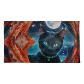 Mystical Black Cat Celestial Mandala Kissenbezug (Rückseite-Links)