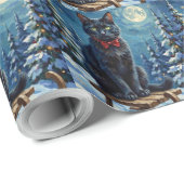 Mystical Black Cat Enchanted Winter Sled Christmas Geschenkpapier (Rolleneckpunkt)