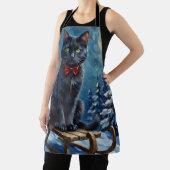 Mystical Black Cat Enchanted Winter Sled Christmas Schürze (InSitu)