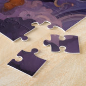 Mystical Black Cat Halloween Pumpkins Moonlight Puzzle (Seite)