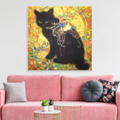 Mystical Black Cat in Golden Nihonga Leinwanddruck (Insitu (Wohnzimmer))