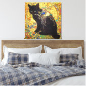 Mystical Black Cat in Golden Nihonga Leinwanddruck (Insitu (Schlafzimmer))