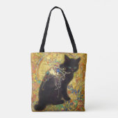 Mystical Black Cat in Golden Nihonga Tasche (Rückseite)