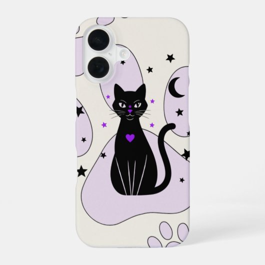 Mystical Black Cat iPhone Case - Hexliches Geschen 16 Hülle (Rückseite)