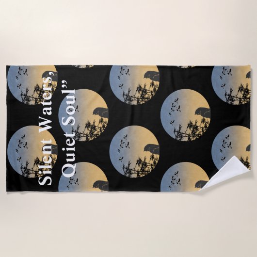 Mystical Black Cat Japanese Bamboo Beach Towel Strandtuch (Vorderseite)
